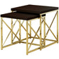 HomeRoots 41" Nested Tables in Gold and Brown Finish