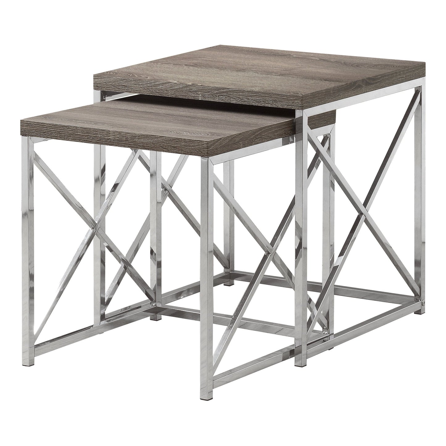 HomeRoots 41" Silver And Deep Taupe Nested Tables in Set of 2