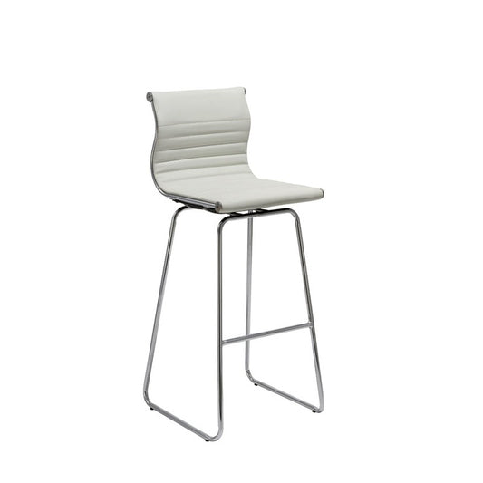 HomeRoots 41" White Leatherette And Steel Bar Stools, Set of 2