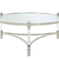 HomeRoots 41" x 41" x 17" Clear Acrylic Stainless Steel And Clear Glass Coffee Table