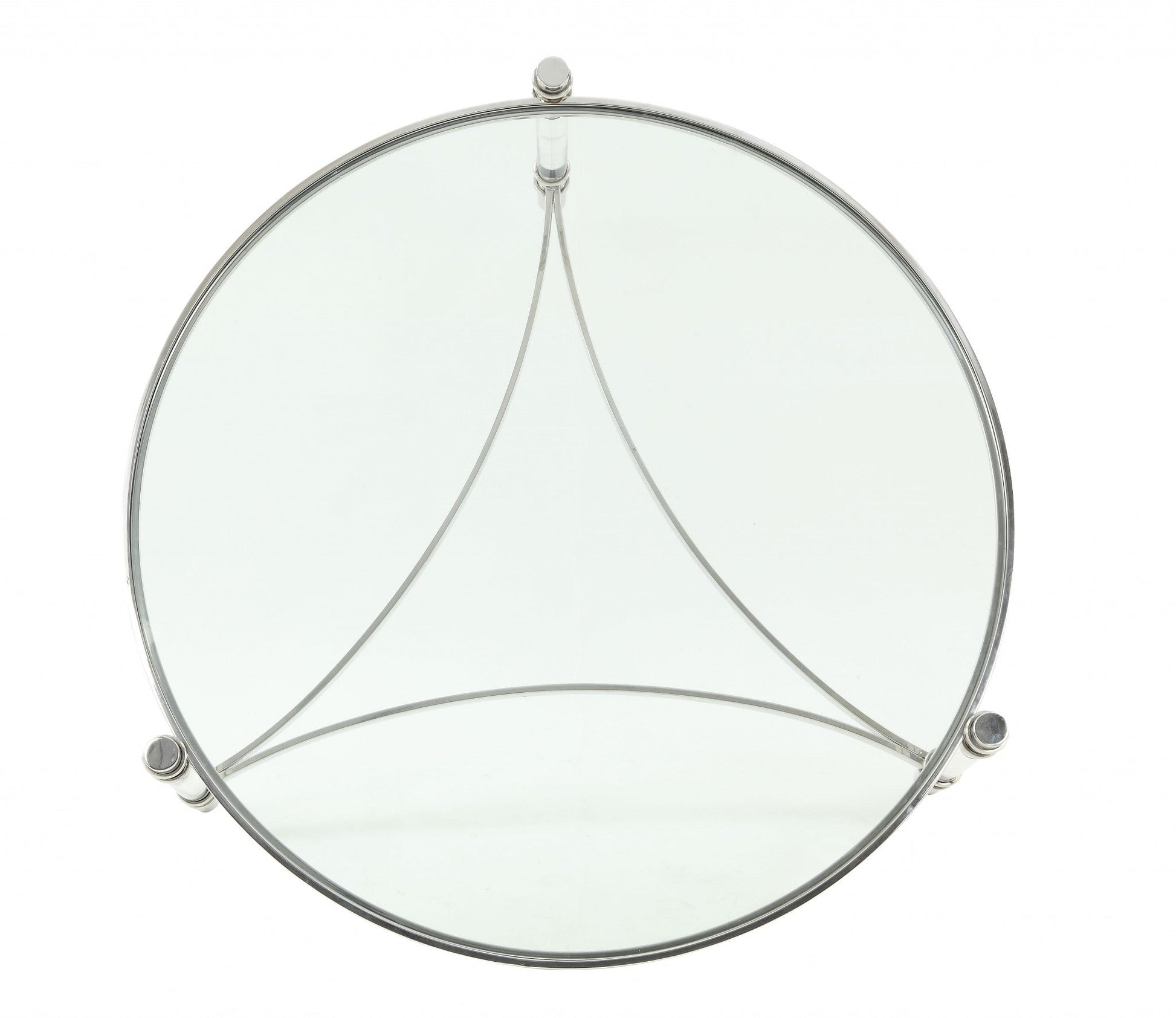 HomeRoots 41" x 41" x 17" Clear Acrylic Stainless Steel And Clear Glass Coffee Table