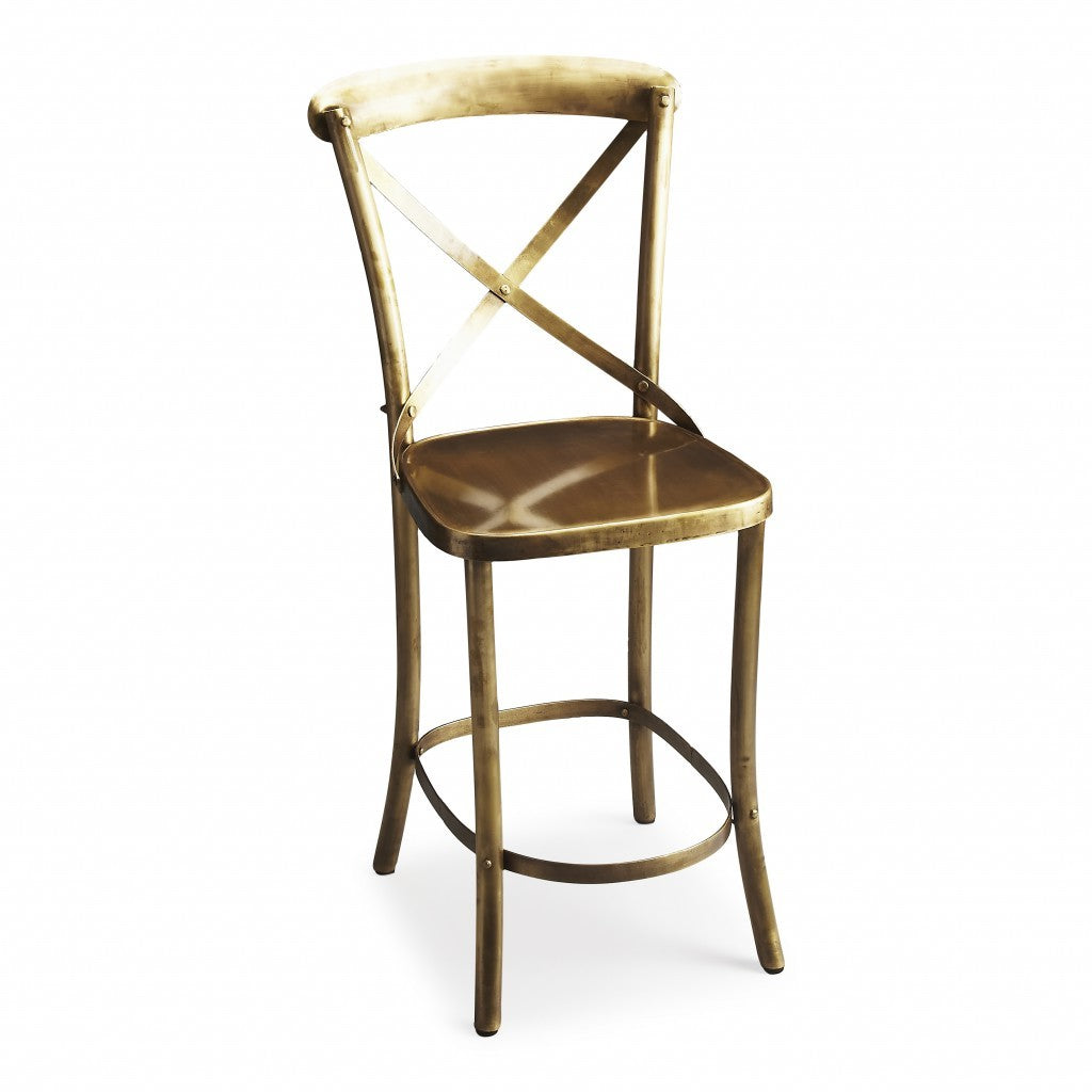 HomeRoots 42" Bar Stool in Antique Gold Finish