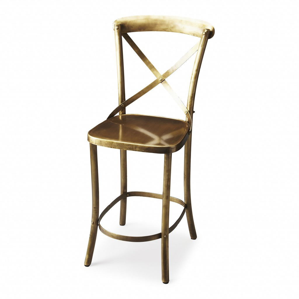 HomeRoots 42" Bar Stool in Antique Gold Finish