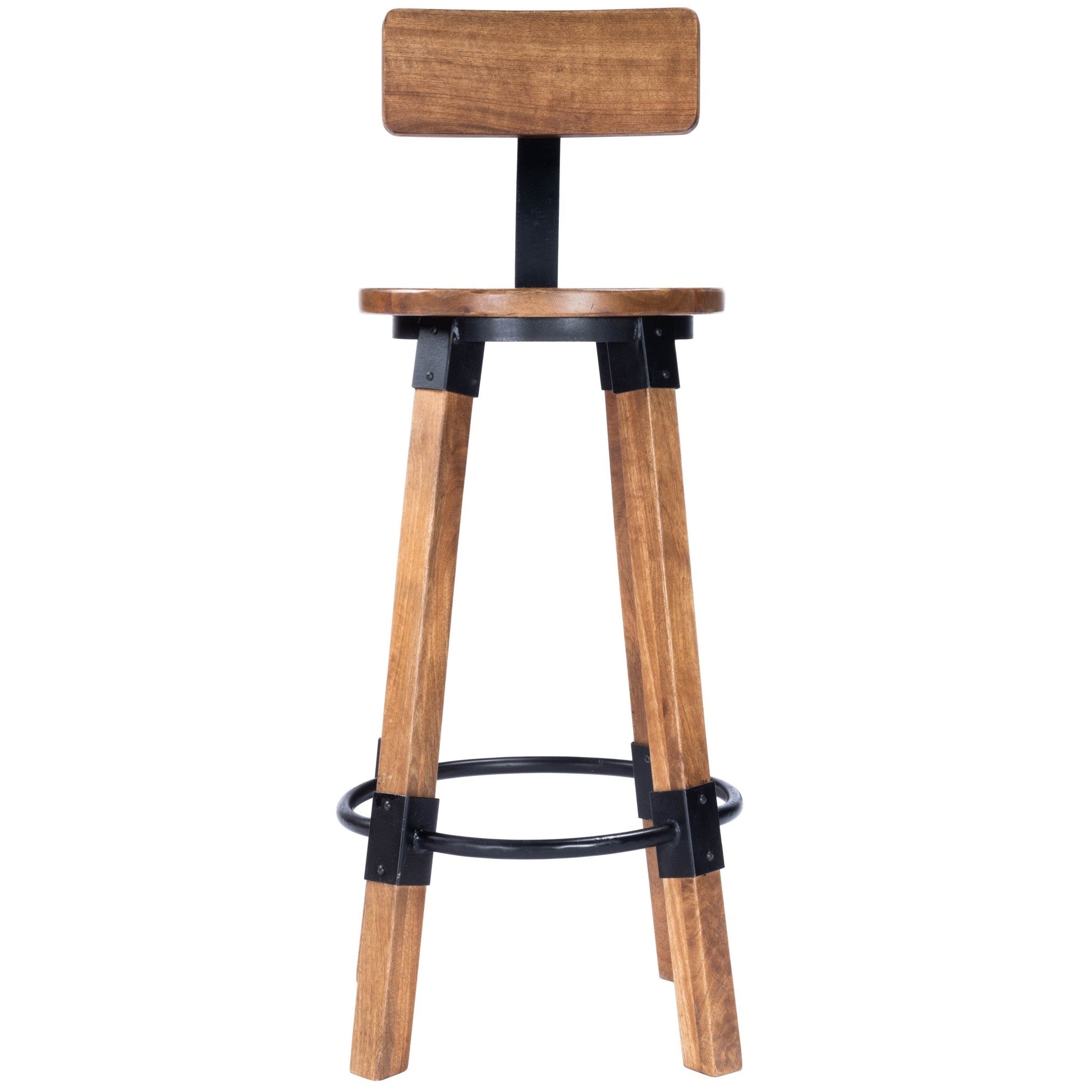 HomeRoots 42" Iron Bar Chair With Footrest in Brown And Natural Finish