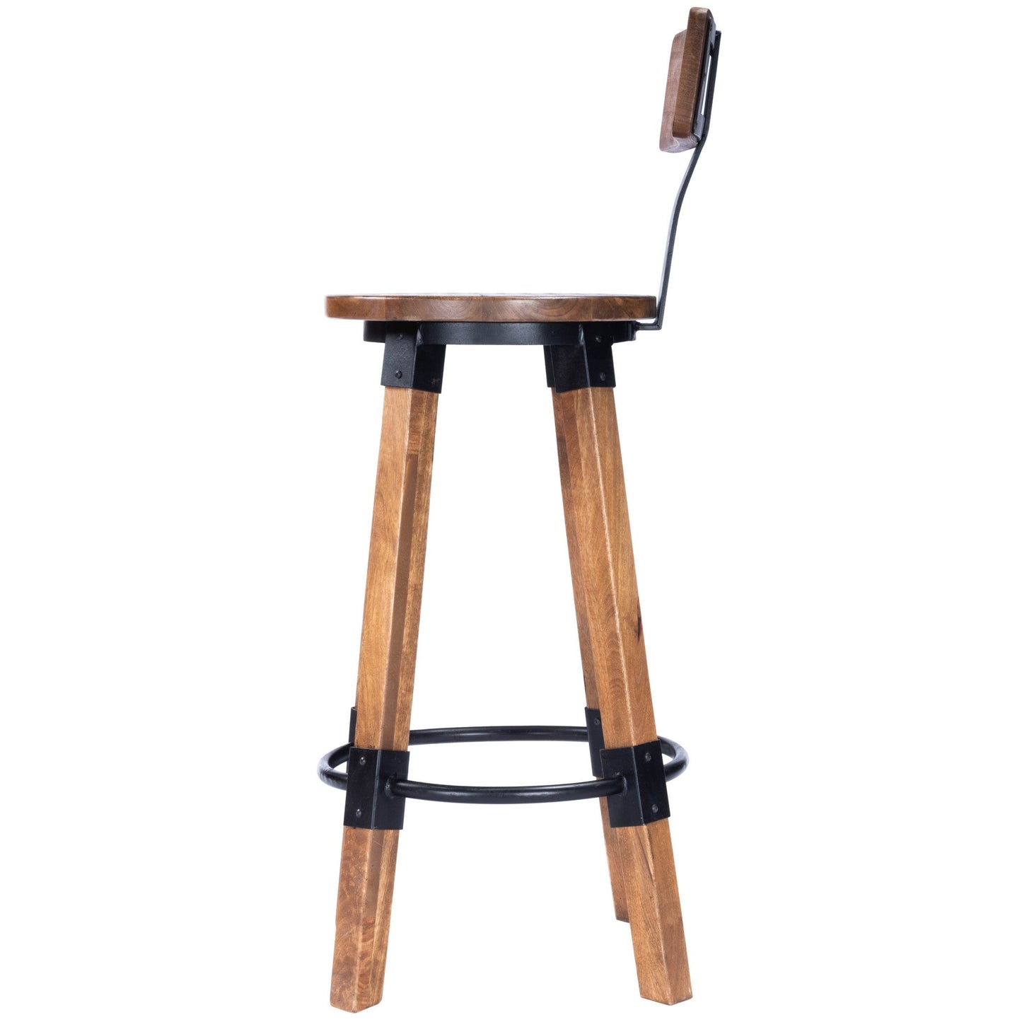HomeRoots 42" Iron Bar Chair With Footrest in Brown And Natural Finish
