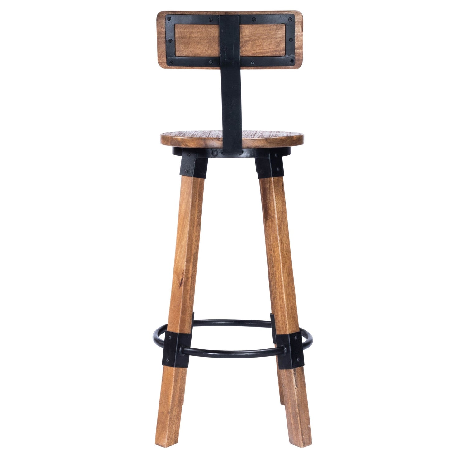 HomeRoots 42" Iron Bar Chair With Footrest in Brown And Natural Finish
