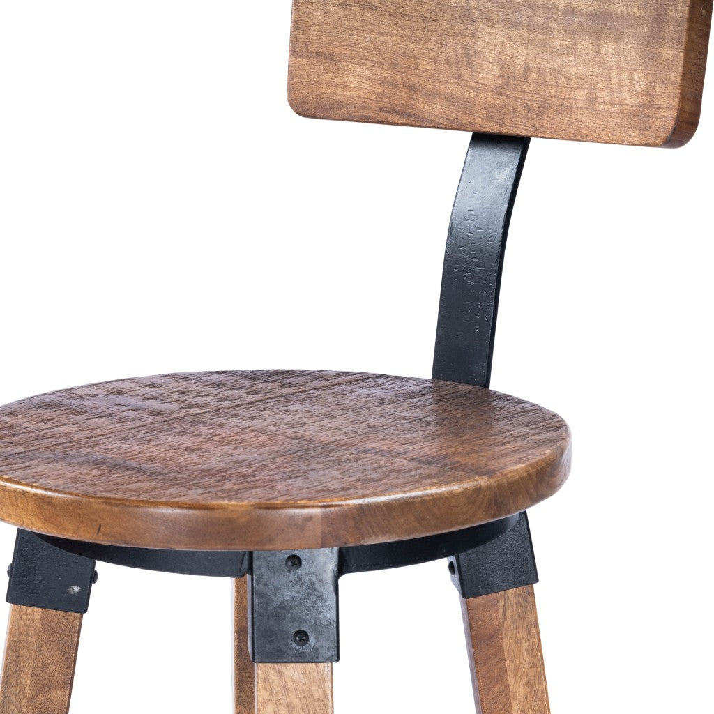 HomeRoots 42" Iron Bar Chair With Footrest in Brown And Natural Finish