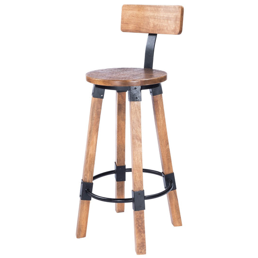 HomeRoots 42" Iron Bar Chair With Footrest in Brown And Natural Finish