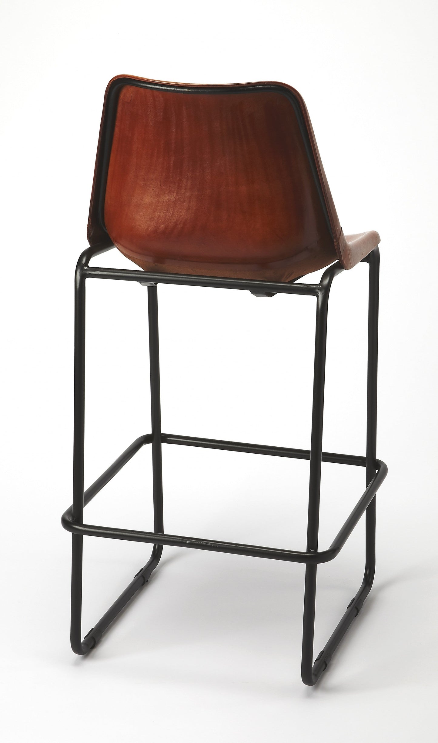 HomeRoots 42" Iron Bar Chair With Footrest in Brown and Black Finish