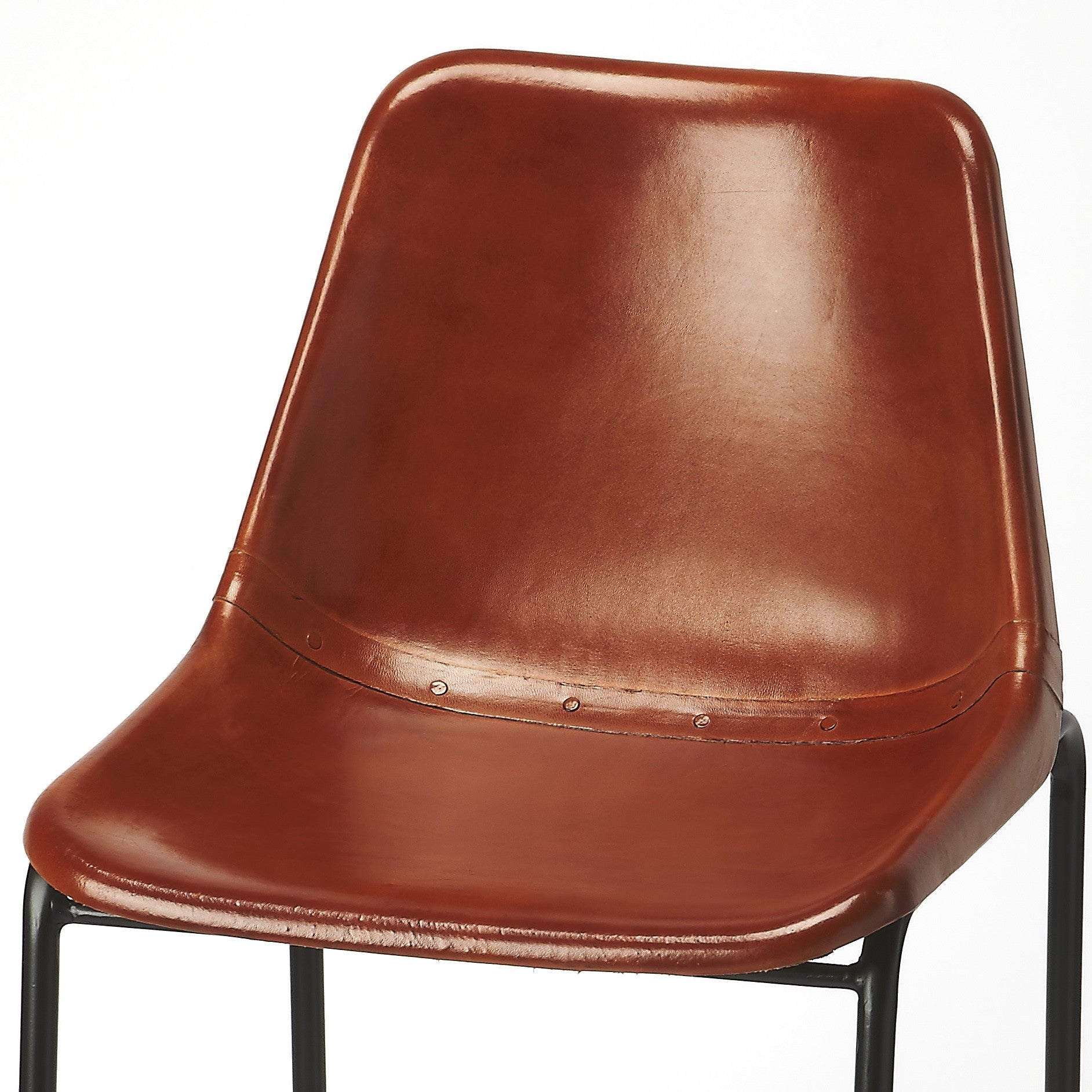 HomeRoots 42" Iron Bar Chair With Footrest in Brown and Black Finish