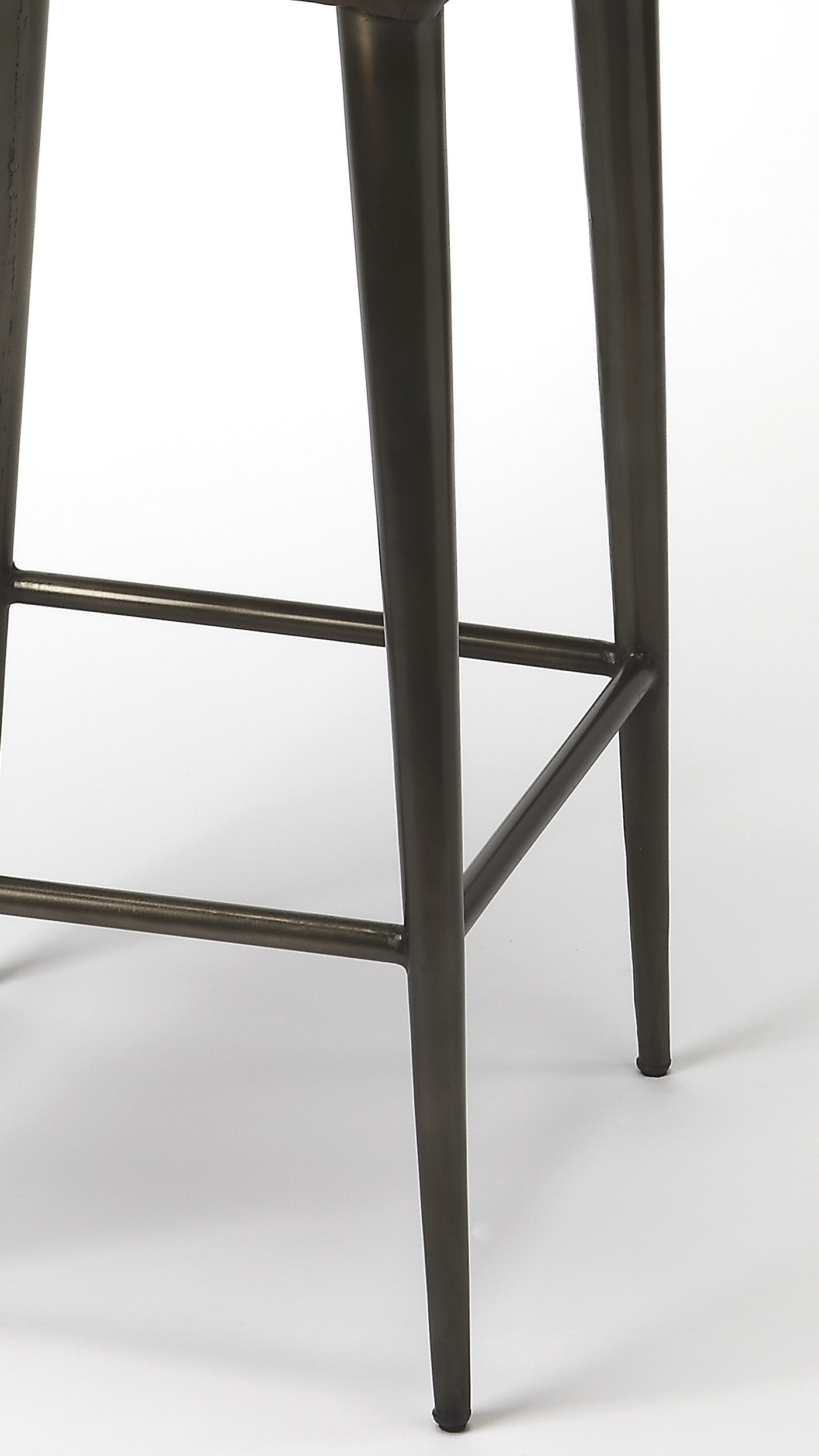 HomeRoots 42" Iron Bar Chair With Footrest in Brown and Black Finish