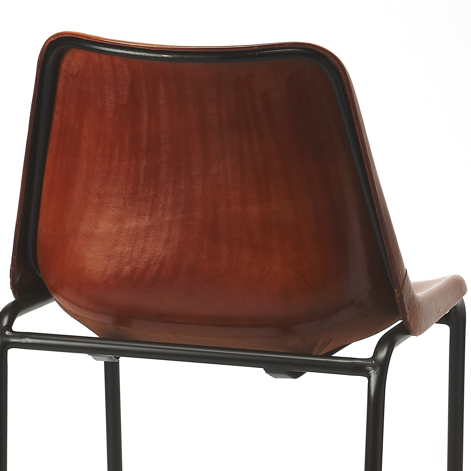HomeRoots 42" Iron Bar Chair With Footrest in Brown and Black Finish