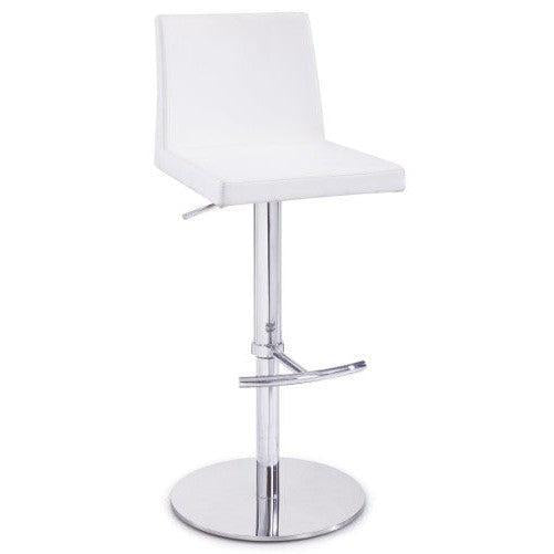 HomeRoots 42" Leatherette And Steel Bar Stool In White