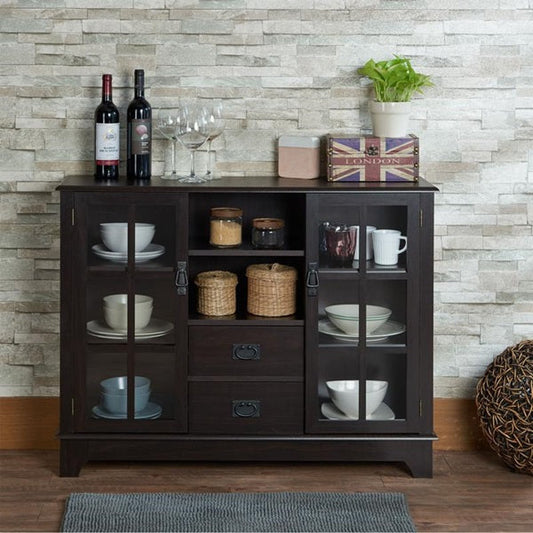 HomeRoots 42" x 12" x 32" MDF Cabinet In Espresso