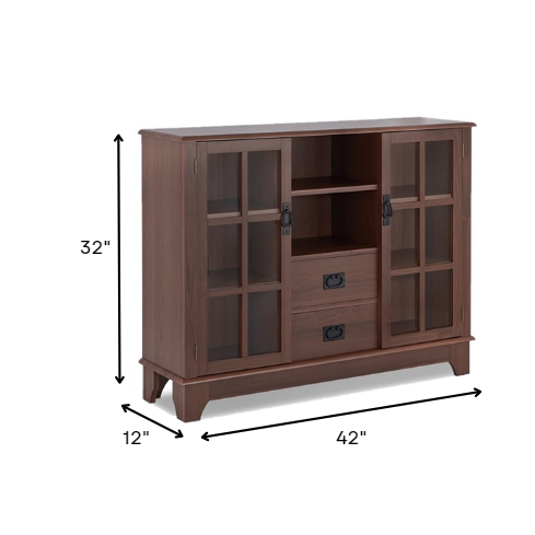 HomeRoots 42" x 12" x 32" MDF Cabinet In Walnut Finish