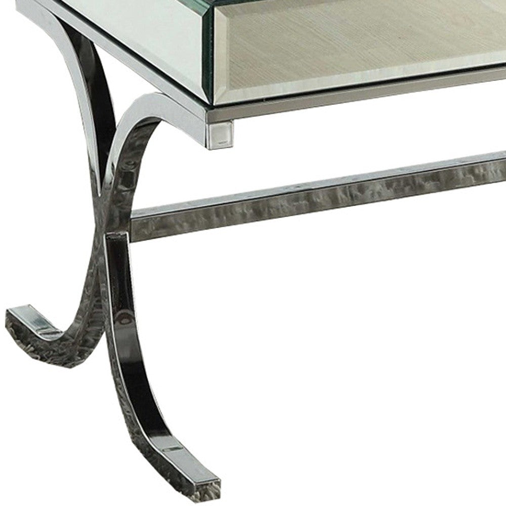 HomeRoots 42' x 21' x 19' Mirrored Top And Chrome Coffee Table