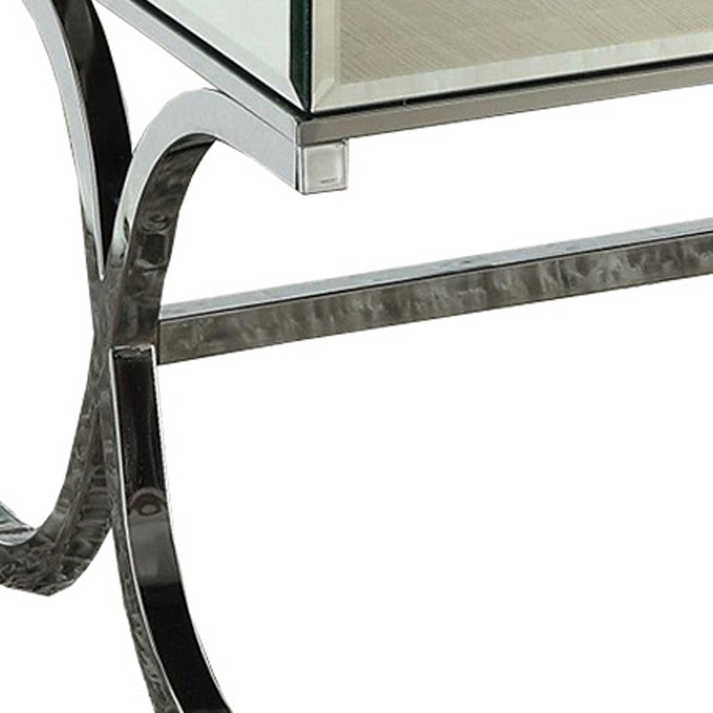 HomeRoots 42' x 21' x 19' Mirrored Top And Chrome Coffee Table