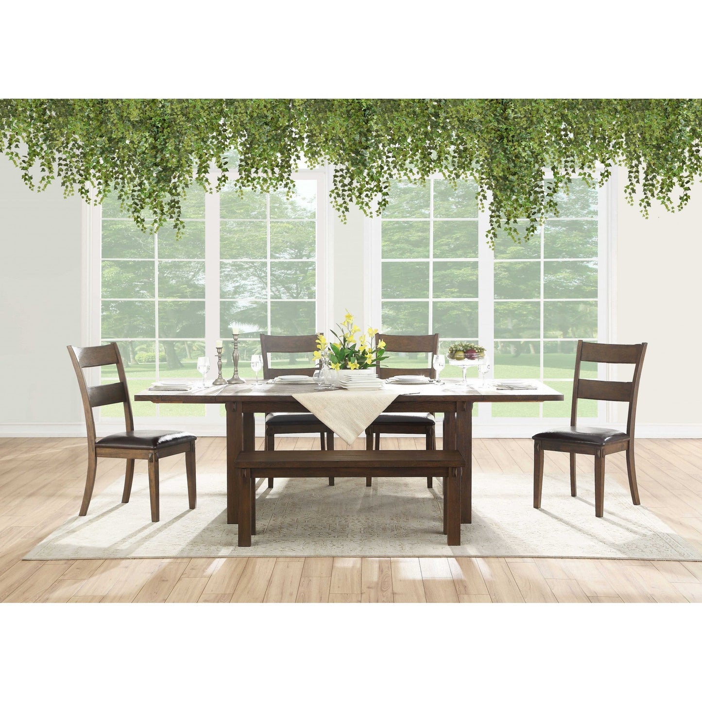 HomeRoots 42" x 96" x 30" Wood Dining Table in Dark Oak Finish