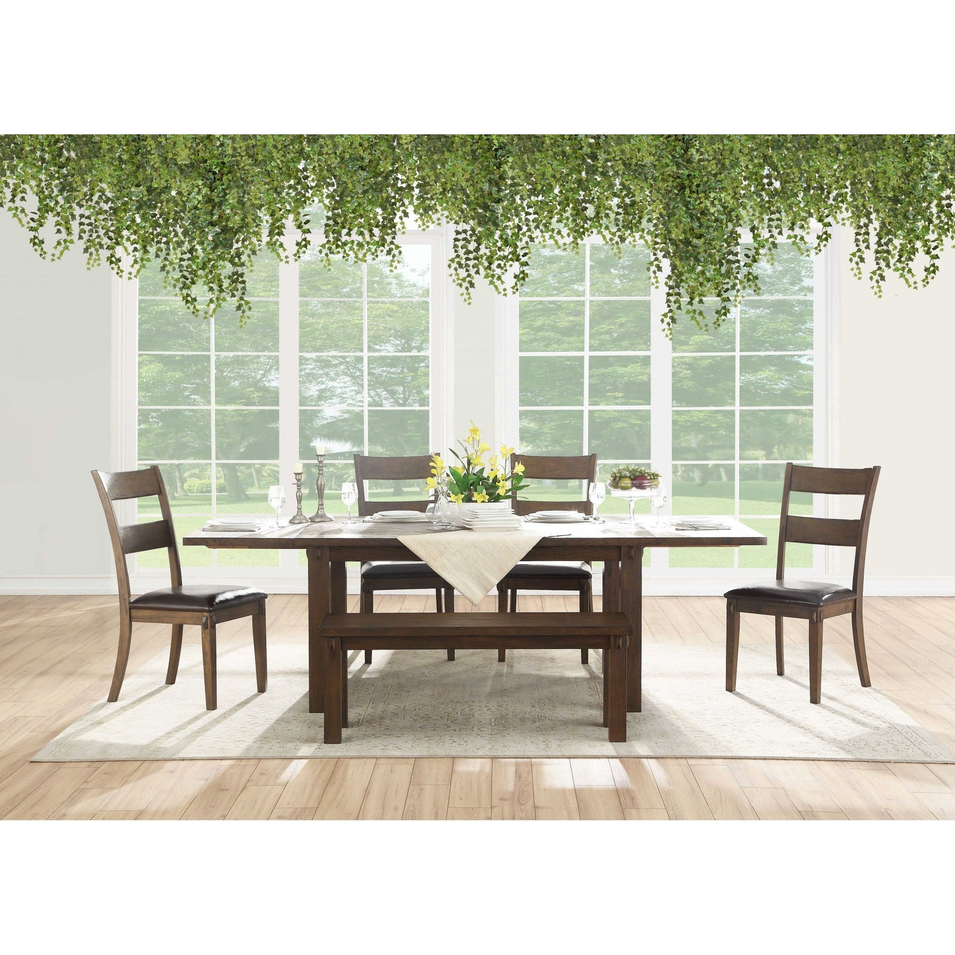HomeRoots 42" x 96" x 30" Wood Dining Table in Dark Oak Finish
