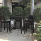 HomeRoots 42.5" x 29" x 29" Black Aluminum And Wicker Bar Table in Set of 5