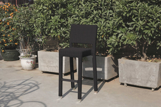 HomeRoots 42.5" x 29" x 29" Black Aluminum And Wicker Bar Table in Set of 5