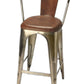 HomeRoots 43" Bar Chair With Footrest With Brown and Gold Finish