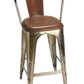 HomeRoots 43" Bar Chair With Footrest With Brown and Gold Finish