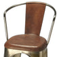 HomeRoots 43" Bar Chair With Footrest With Brown and Gold Finish