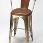 HomeRoots 43" Bar Chair With Footrest With Brown and Gold Finish