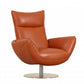 HomeRoots 43" Contemporary Leather Lounge Chair in Orange Finish