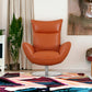 HomeRoots 43" Contemporary Leather Lounge Chair in Orange Finish