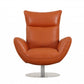 HomeRoots 43" Contemporary Leather Lounge Chair in Orange Finish