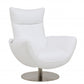 HomeRoots 43" Contemporary Leather Lounge Chair in White Finish