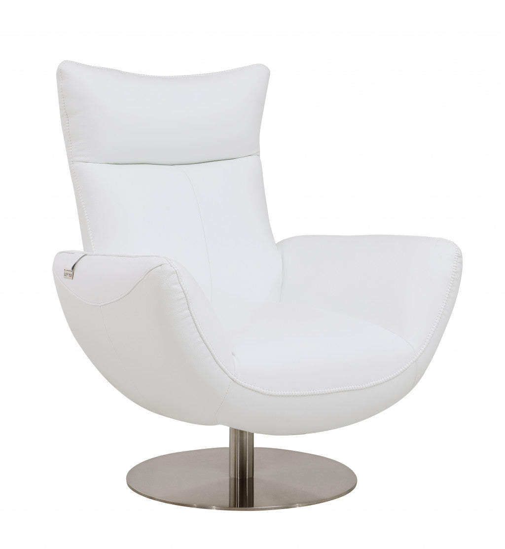 HomeRoots 43" Contemporary Leather Lounge Chair in White Finish