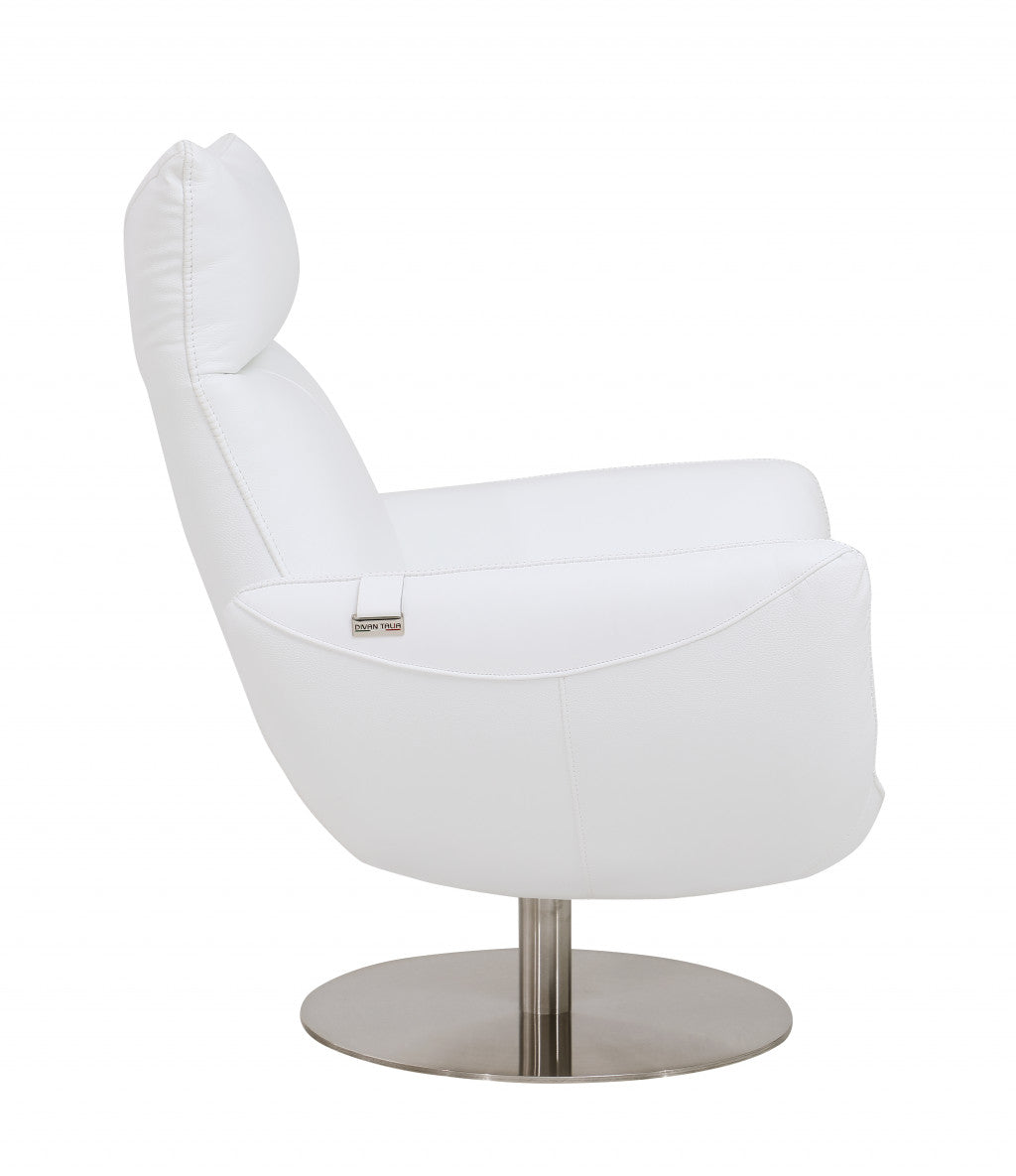 HomeRoots 43" Contemporary Leather Lounge Chair in White Finish