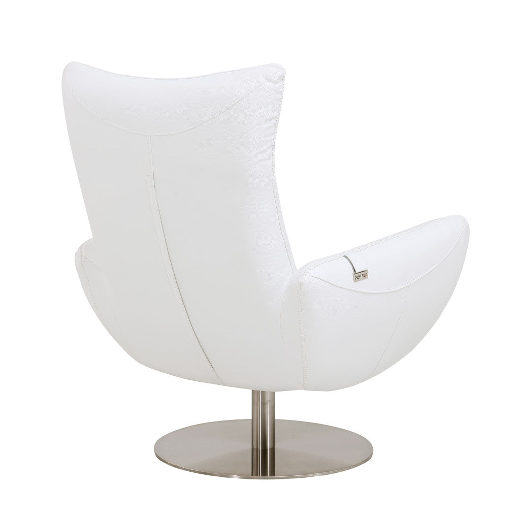 HomeRoots 43" Contemporary Leather Lounge Chair in White Finish