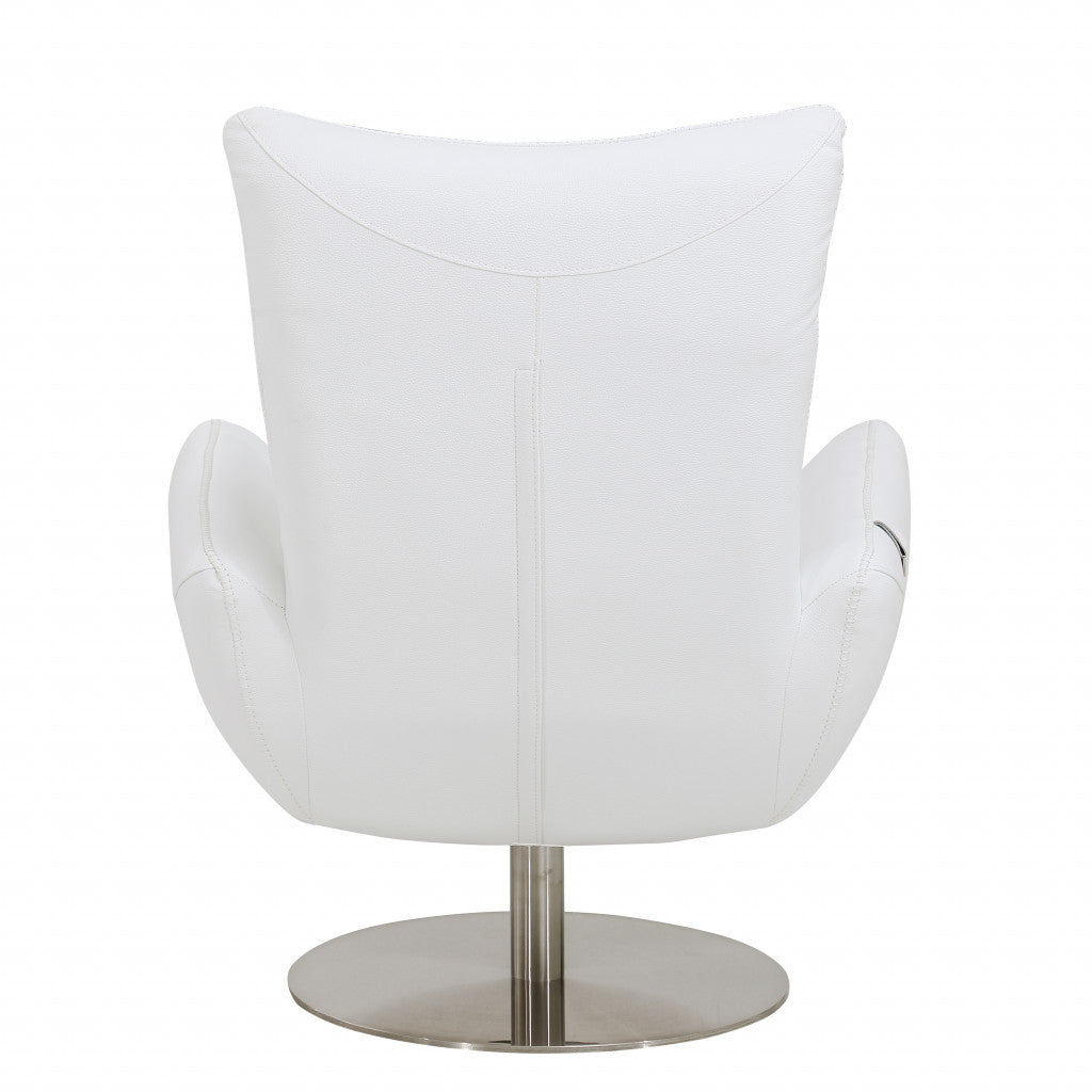 HomeRoots 43" Contemporary Leather Lounge Chair in White Finish
