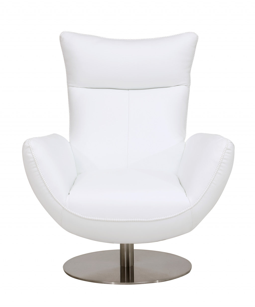 HomeRoots 43" Contemporary Leather Lounge Chair in White Finish