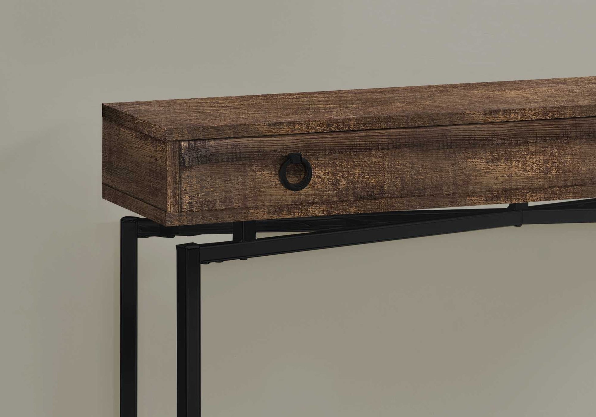 HomeRoots 43" Cross Leg Console Table in Brown and Black Finish