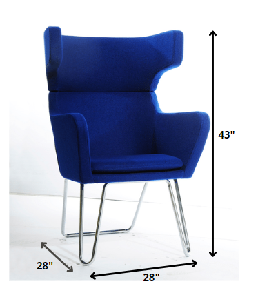 HomeRoots 43" Fabric Wool and Polyester Lounge Chair in Blue Finish
