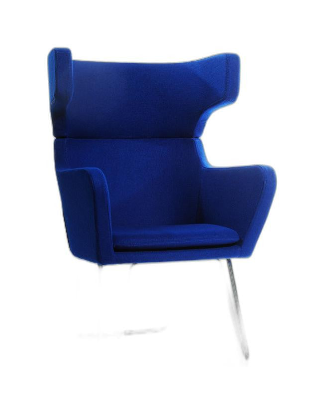 HomeRoots 43" Fabric Wool and Polyester Lounge Chair in Blue Finish