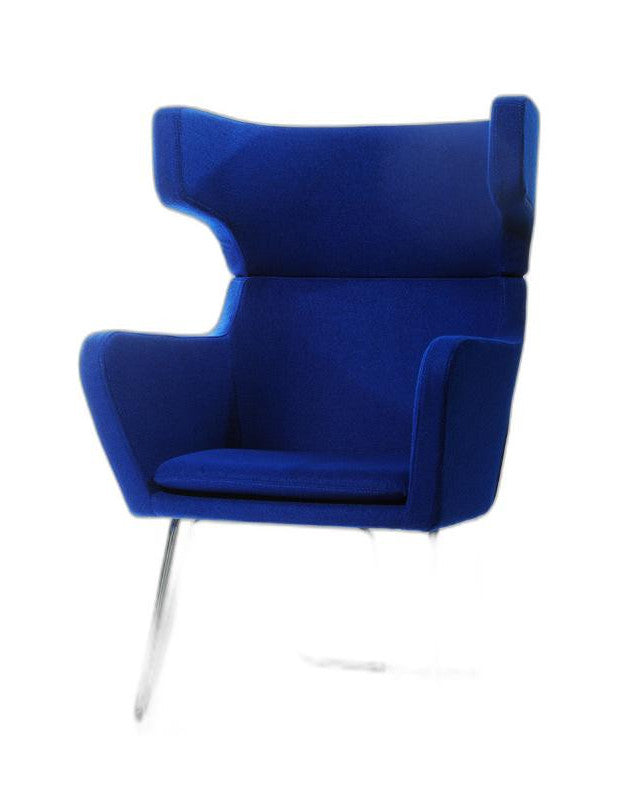 HomeRoots 43" Fabric Wool and Polyester Lounge Chair in Blue Finish
