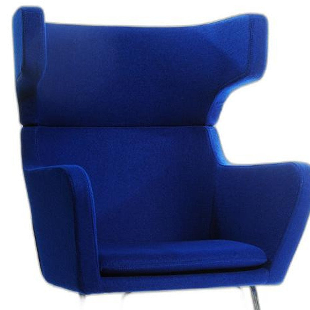 HomeRoots 43" Fabric Wool and Polyester Lounge Chair in Blue Finish