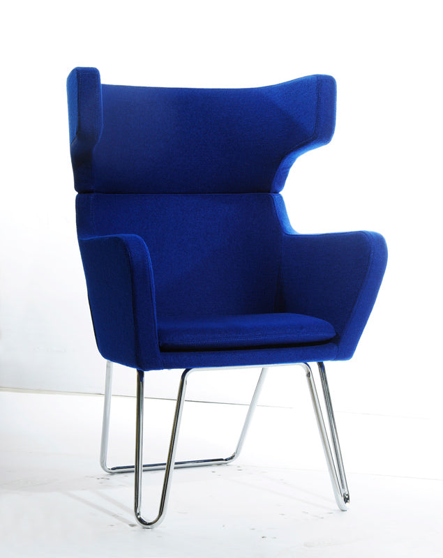 HomeRoots 43" Fabric Wool and Polyester Lounge Chair in Blue Finish