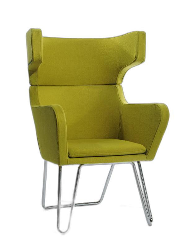 HomeRoots 43" Fabric Wool and Polyester Lounge Chair in Green Finish