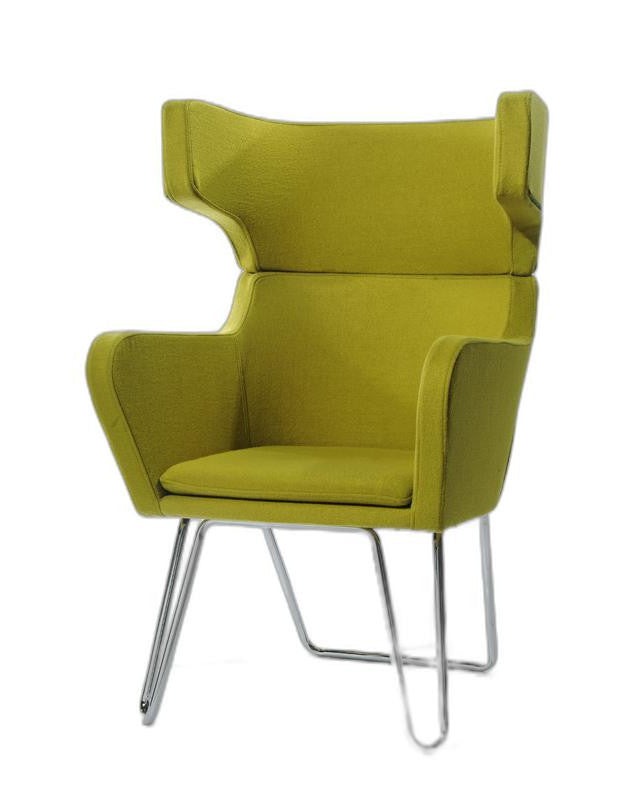 HomeRoots 43" Fabric Wool and Polyester Lounge Chair in Green Finish