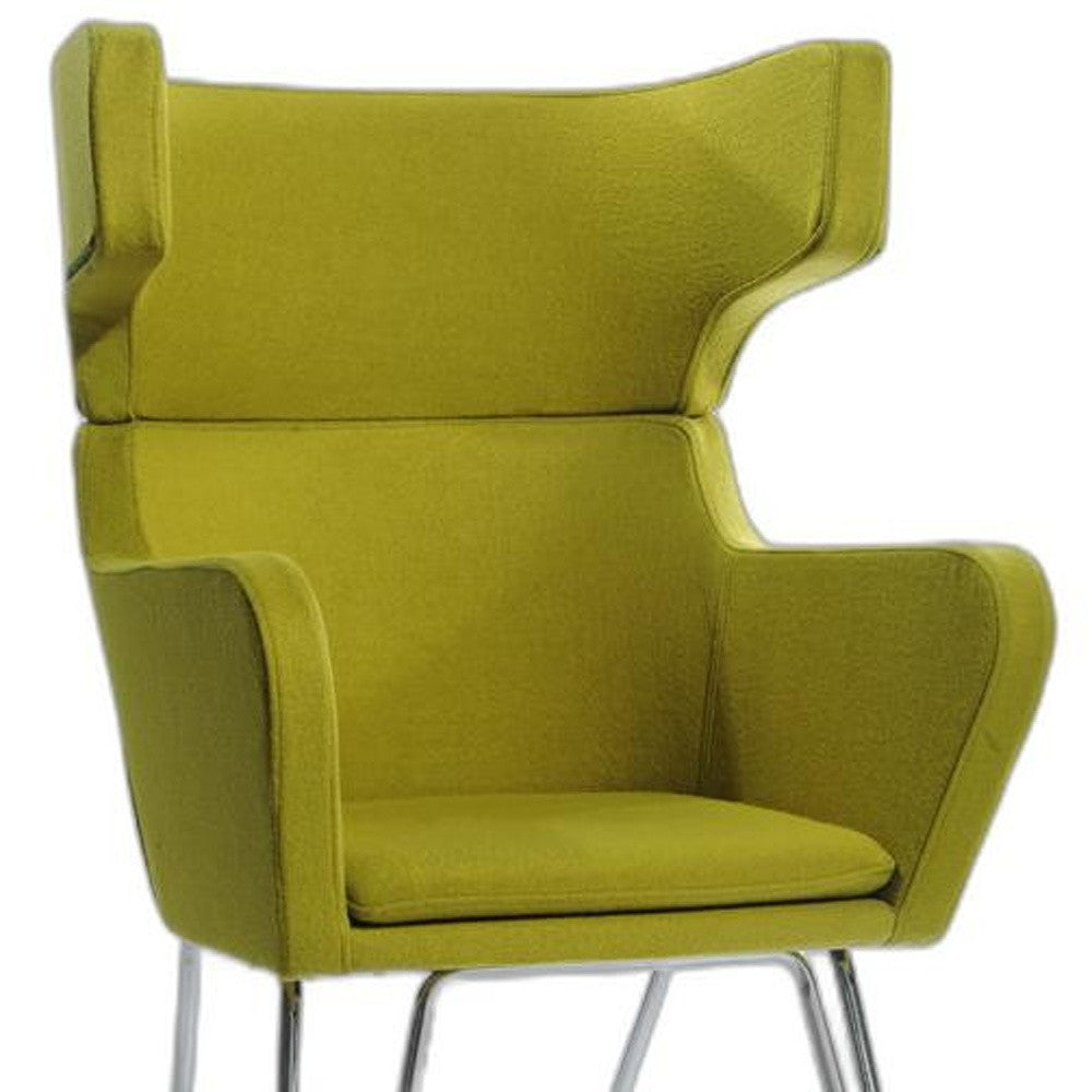 HomeRoots 43" Fabric Wool and Polyester Lounge Chair in Green Finish