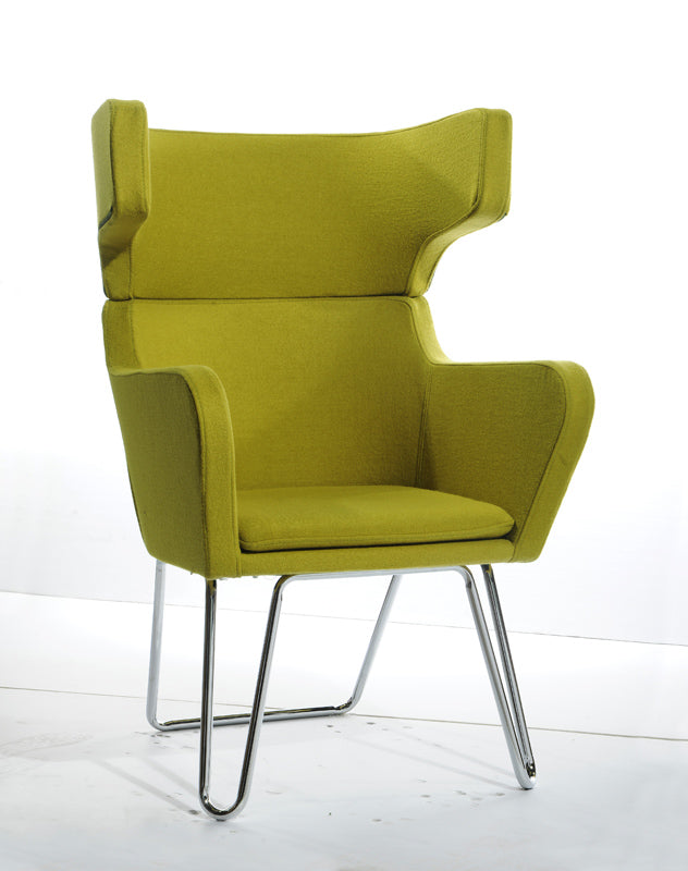 HomeRoots 43" Fabric Wool and Polyester Lounge Chair in Green Finish