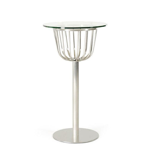 HomeRoots 43" Glass And Steel Round Bar Table