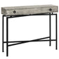 HomeRoots 43" Grey Reclaimed Wood Particle Board Accent Table With Black Legs